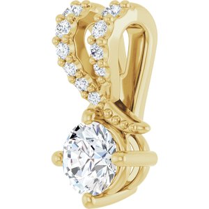 14K Yellow Gold 4.1 mm Round .05 CTW Lab-Grown Diamond Semi-Set Pendant – image 3