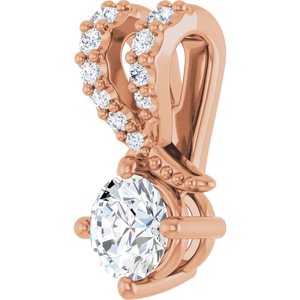 14K Rose Gold 4.1 mm Round .05 CTW Lab-Grown Diamond Semi-Set Pendant – image 3