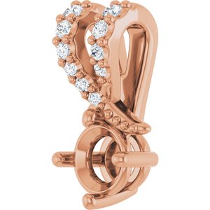 14K Rose Gold 4.1 mm Round .04 CTW Natural Diamond Semi-Set Pendant – image 4