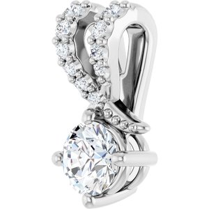 14K White Gold 4.1 mm Round .04 CTW Natural Diamond Semi-Set Pendant – image 3