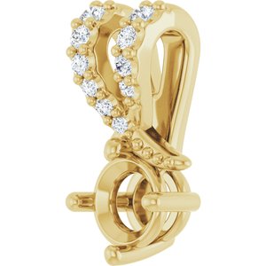 14K Yellow Gold 4.1 mm Round .05 CTW Lab-Grown Diamond Semi-Set Pendant – image 4