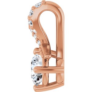 14K Rose Gold 4.1 mm Round .04 CTW Natural Diamond Semi-Set Pendant – image 5