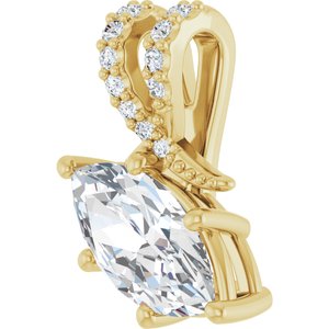 14K Yellow Gold 11x5.5 mm Marquise Pendant Mounting – image 3