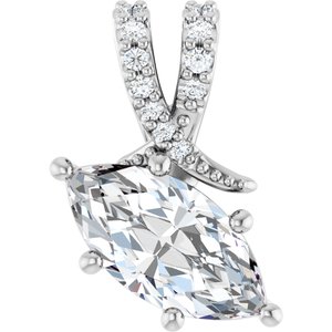 10K White Gold 11x5.5 mm Marquise Pendant Mounting