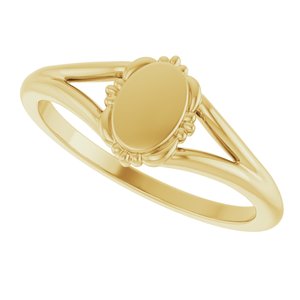 10K Yellow Gold Engravable Vintage-Inspired Signet Ring – image 5