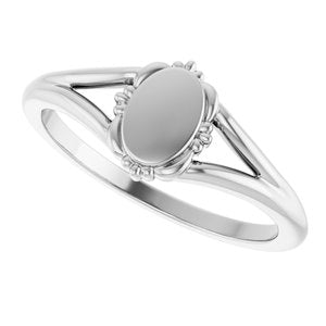 14K White Gold Engravable Vintage-Inspired Signet Ring – image 5