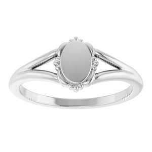 10K White Gold Engravable Vintage-Inspired Signet Ring – image 3