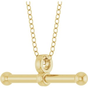 14K Yellow Gold T-Bar 16-18" Necklace – image 2