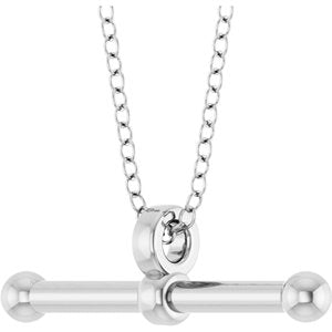 14K White Gold T-Bar 16-18" Necklace – image 2