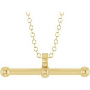 10K Yellow Gold T-Bar 16-18" Necklace
