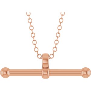 14K Rose Gold T-Bar 16-18" Necklace