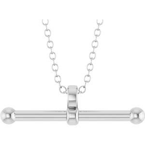 14K White Gold T-Bar 16-18" Necklace