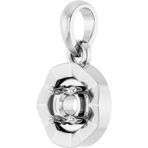 14K White Gold 3 mm Round Bezel-Style Charm/Pendant Mounting – image 4