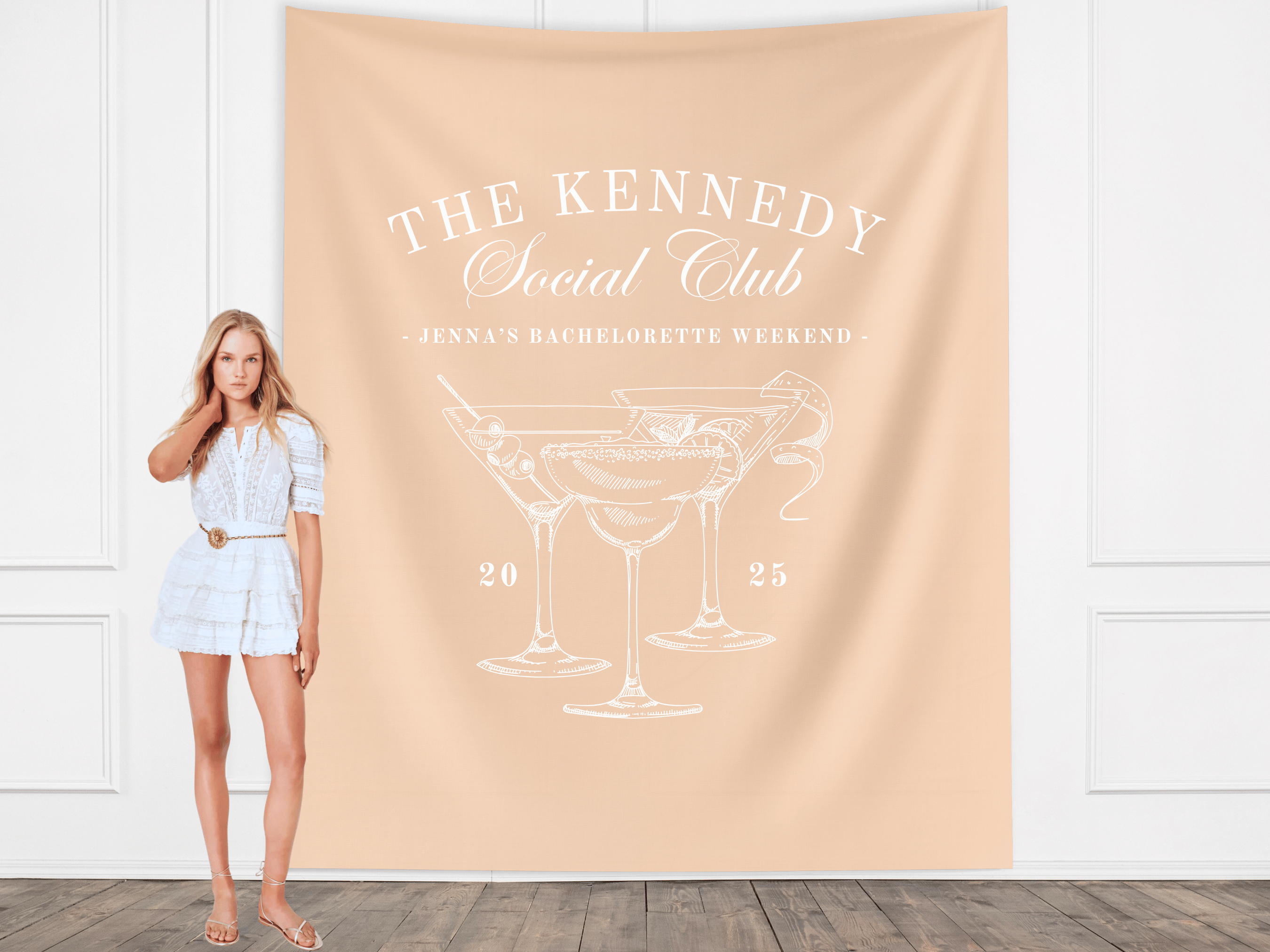Luxury Custom Bachelorette Social Club Banner Backdrop
