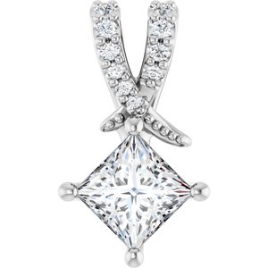 10K White Gold 4.5x4.5 mm Square Pendant Mounting