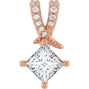18K Rose Gold 4.5x4.5 mm Square Pendant Mounting