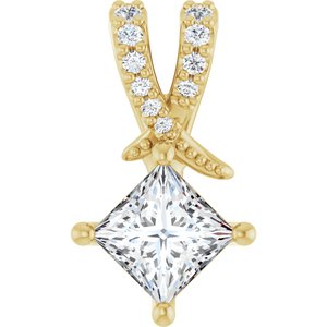 18K Yellow Gold 4.5x4.5 mm Square Pendant Mounting