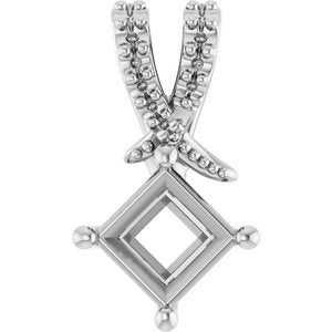 Continuum Sterling Silver 4.5x4.5 mm Square Pendant Mounting – image 2