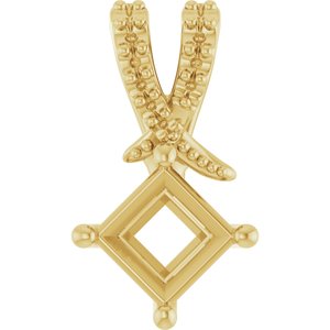 18K Yellow Gold 4.5x4.5 mm Square Pendant Mounting – image 2