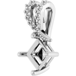 14K White Gold 4.5x4.5 mm Square Pendant Mounting – image 4