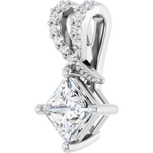 14K White Gold 4.5x4.5 mm Square Pendant Mounting – image 3
