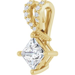 14K Yellow Gold 4.5x4.5 mm Square Pendant Mounting – image 3
