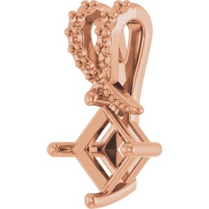 14K Rose Gold 4.5x4.5 mm Square Pendant Mounting – image 4