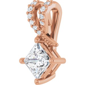 18K Rose Gold 4.5x4.5 mm Square Pendant Mounting – image 3