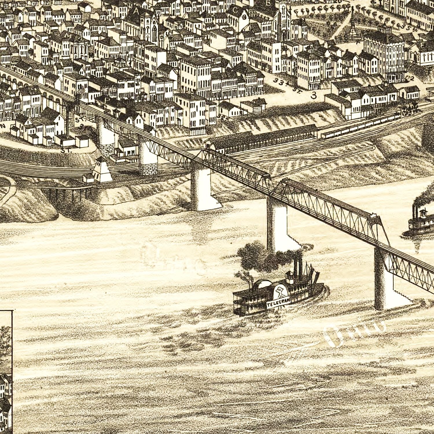 Vintage Map of Bellaire, Ohio 1882