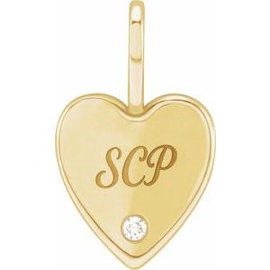 Engravable Accented Heart Charm/Pendant