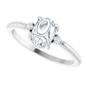 14K White Gold 7x5 mm Oval Cabochon Ring Mounting – image 8