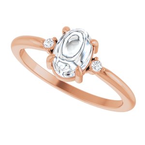 14K Rose Gold 7x5 mm Oval .03 CTW Lab-Grown Diamond Semi-Set Cabochon Ring – image 8