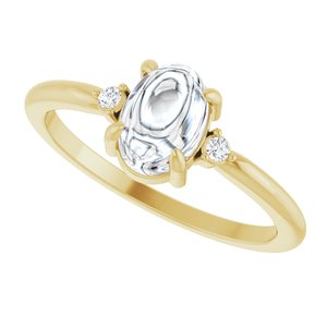 14K Yellow Gold 7x5 mm Oval Cabochon Ring Mounting – image 8
