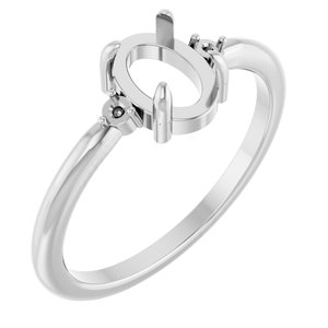 14K White Gold 7x5 mm Oval Cabochon Ring Mounting – image 2