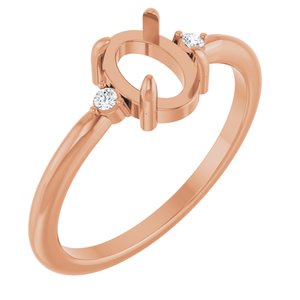 14K Rose Gold 7x5 mm Oval .03 CTW Natural Diamond Semi-Set Cabochon Ring – image 2