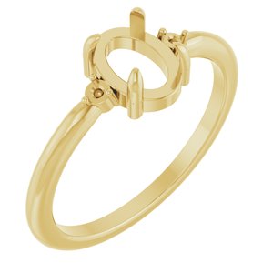 14K Yellow Gold 7x5 mm Oval Cabochon Ring Mounting – image 2