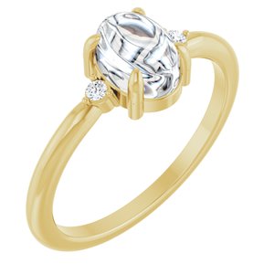 14K Yellow Gold 7x5 mm Oval .03 CTW Lab-Grown Diamond Semi-Set Cabochon Ring