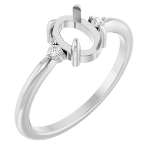 Sterling Silver 7x5 mm Oval .03 CTW Lab-Grown Diamond Semi-Set Cabochon Ring – image 2