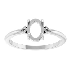 14K White Gold 7x5 mm Oval Cabochon Ring Mounting – image 6