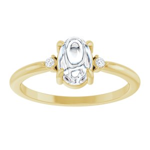 14K Yellow Gold 7x5 mm Oval .03 CTW Natural Diamond Semi-Set Cabochon Ring – image 5