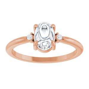 14K Rose Gold 7x5 mm Oval .03 CTW Lab-Grown Diamond Semi-Set Cabochon Ring – image 5