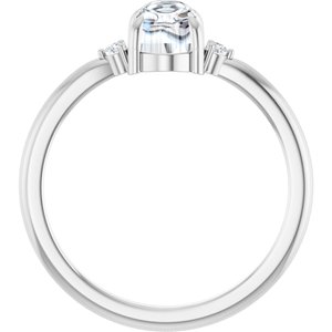 14K White Gold 7x5 mm Oval Cabochon Ring Mounting – image 3