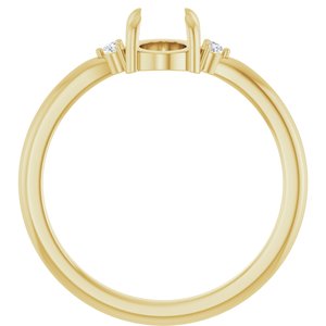 10K Yellow Gold 7x5 mm Oval .03 CTW Natural Diamond Semi-Set Cabochon Ring – image 4
