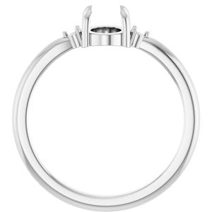 14K White Gold 7x5 mm Oval Cabochon Ring Mounting – image 4