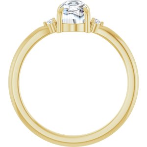 10K Yellow Gold 7x5 mm Oval .03 CTW Natural Diamond Semi-Set Cabochon Ring – image 3