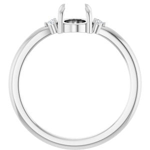Platinum 7x5 mm Oval .03 CTW Lab-Grown Diamond Semi-Set Cabochon Ring – image 4
