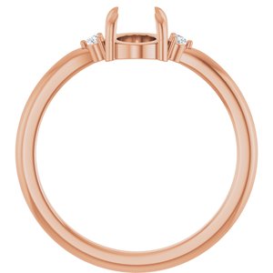 14K Rose Gold 7x5 mm Oval .03 CTW Natural Diamond Semi-Set Cabochon Ring – image 4