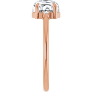 14K Rose Gold 7x5 mm Oval .03 CTW Natural Diamond Semi-Set Cabochon Ring – image 7