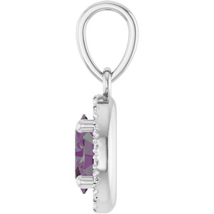 Sterling Silver Lab-Grown Alexandrite & .06 CTW Lab-Grown Diamond French-Set Halo-Style Pendant – image 3