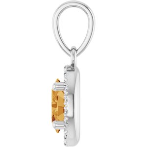 14K White Gold Natural Citrine & .06 CTW Lab-Grown Diamond French-Set Halo-Style Pendant – image 3